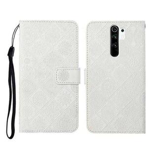 For Xiaomi Redmi 9 Ethnic Style Embossed Pattern Horizontal Flip Leather Case with Holder & Card Slots & Wallet & Lanyard(White)