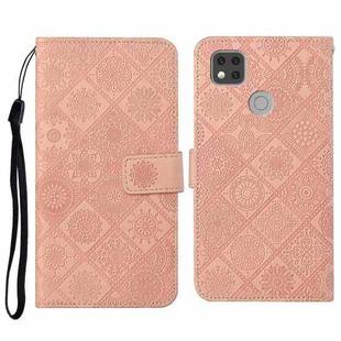 For Xiaomi Redmi 9C Ethnic Style Embossed Pattern Horizontal Flip Leather Case with Holder & Card Slots & Wallet & Lanyard(Pink)