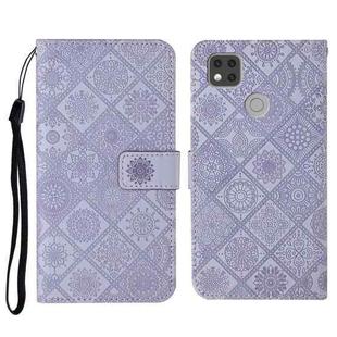 For Xiaomi Redmi 9C Ethnic Style Embossed Pattern Horizontal Flip Leather Case with Holder & Card Slots & Wallet & Lanyard(Purple)