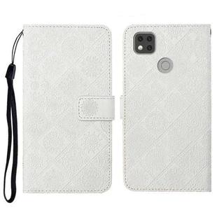 For Xiaomi Redmi 9C Ethnic Style Embossed Pattern Horizontal Flip Leather Case with Holder & Card Slots & Wallet & Lanyard(White)