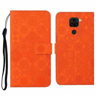 For Xiaomi Redmi Note 9 Ethnic Style Embossed Pattern Horizontal Flip Leather Case with Holder & Card Slots & Wallet & Lanyard(Orange)