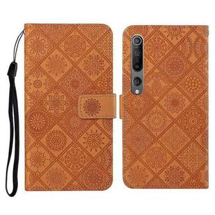 For Xiaomi Mi 10 5G Ethnic Style Embossed Pattern Horizontal Flip Leather Case with Holder & Card Slots & Wallet & Lanyard(Brown)