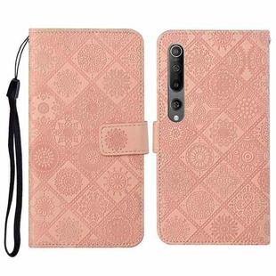 For Xiaomi Mi 10 5G Ethnic Style Embossed Pattern Horizontal Flip Leather Case with Holder & Card Slots & Wallet & Lanyard(Pink)