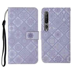 For Xiaomi Mi 10 5G Ethnic Style Embossed Pattern Horizontal Flip Leather Case with Holder & Card Slots & Wallet & Lanyard(Purple)