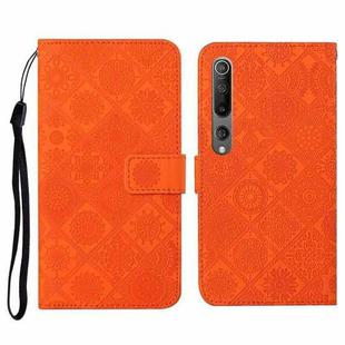 For Xiaomi Mi 10 5G Ethnic Style Embossed Pattern Horizontal Flip Leather Case with Holder & Card Slots & Wallet & Lanyard(Orange)