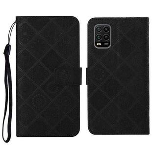 For Xiaomi Mi 10 Lite 5G Ethnic Style Embossed Pattern Horizontal Flip Leather Case with Holder & Card Slots & Wallet & Lanyard(Black)