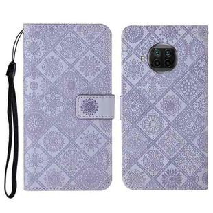 For Xiaomi Mi 10T Lite 5G Ethnic Style Embossed Pattern Horizontal Flip Leather Case with Holder & Card Slots & Wallet & Lanyard(Purple)