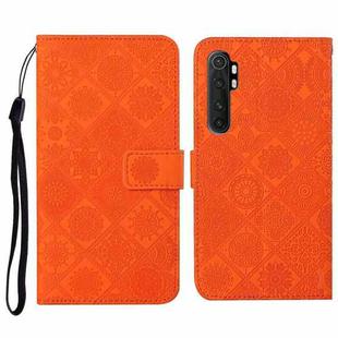For Xiaomi Mi Note 10 Lite Ethnic Style Embossed Pattern Horizontal Flip Leather Case with Holder & Card Slots & Wallet & Lanyard(Orange)