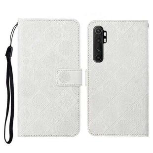 For Xiaomi Mi Note 10 Lite Ethnic Style Embossed Pattern Horizontal Flip Leather Case with Holder & Card Slots & Wallet & Lanyard(White)