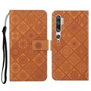 For Xiaomi Mi Note 10 / 10 Pro Ethnic Style Embossed Pattern Horizontal Flip Leather Case with Holder & Card Slots & Wallet & Lanyard(Brown)