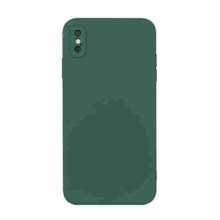 For iPhone X / XS Straight Edge Solid Color TPU Shockproof Case(Dark Night Green)