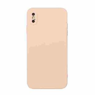For iPhone X / XS Straight Edge Solid Color TPU Shockproof Case(Light Pink)