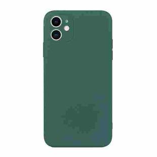 For iPhone 12 Straight Edge Solid Color TPU Shockproof Case(Dark Night Green)