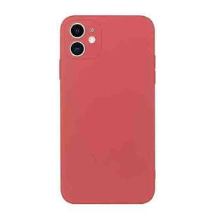 For iPhone 12 Straight Edge Solid Color TPU Shockproof Case(Hawthorn Red)