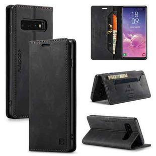 For Samsung Galaxy S10 AutSpace A01 Retro Skin-feel Crazy Horse Texture Horizontal Flip Leather Case with Holder & Card Slots & Wallet & RFID(Black)