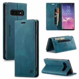 For Samsung Galaxy S10 AutSpace A01 Retro Skin-feel Crazy Horse Texture Horizontal Flip Leather Case with Holder & Card Slots & Wallet & RFID(Blue)