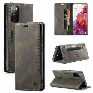 For Samsung Galaxy S20 FE AutSpace A01 Retro Skin-feel Crazy Horse Texture Horizontal Flip Leather Case with Holder & Card Slots & Wallet & RFID(Coffee)