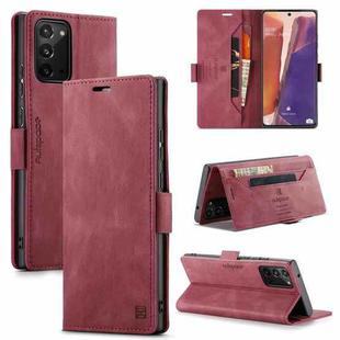 For Samsung Galaxy Note20 AutSpace A01 Retro Skin-feel Crazy Horse Texture Horizontal Flip Leather Case with Holder & Card Slots & Wallet & RFID(Wine Red)