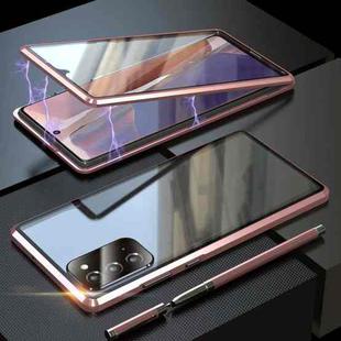 For Samsung Galaxy Note20 Magnetic Metal Frame Double-sided Tempered Glass Case(Rose Gold)