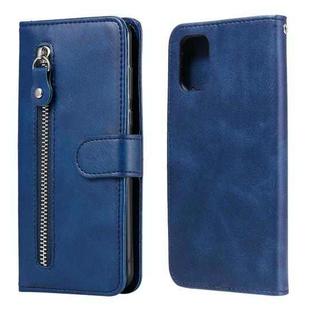 For Samsung Galaxy S20 FE Fashion Calf Texture Zipper Horizontal Flip Leather Case with Stand & Card Slots & Wallet Function(Blue)