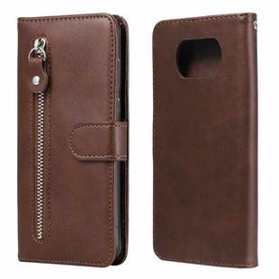 For Xiaomi Poco X3 NFC Fashion Calf Texture Zipper Horizontal Flip Leather Case with Stand & Card Slots & Wallet Function(Brown)