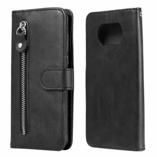 For Xiaomi Poco X3 NFC Fashion Calf Texture Zipper Horizontal Flip Leather Case with Stand & Card Slots & Wallet Function(Black)
