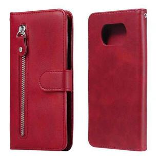 For Xiaomi Poco X3 NFC Fashion Calf Texture Zipper Horizontal Flip Leather Case with Stand & Card Slots & Wallet Function(Red)