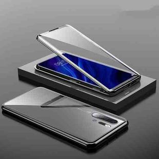 For Huawei P30 Pro Magnetic Metal Frame Double-sided Tempered Glass Case(Black)