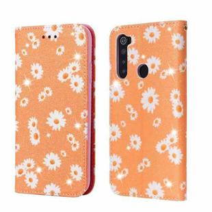For Xiaomi Redmi Note 8 Glittering Daisy Magnetic Horizontal Flip Leather Case with Holder & Card Slots & Photo Frame(Orange)