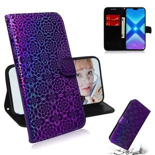 For Huawei Honor 8X Solid Color Colorful Magnetic Buckle Horizontal Flip PU Leather Case with Holder & Card Slots & Wallet & Lanyard(Purple)