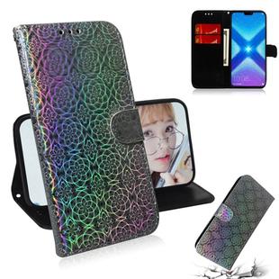 For Huawei Honor 8X Solid Color Colorful Magnetic Buckle Horizontal Flip PU Leather Case with Holder & Card Slots & Wallet & Lanyard(Silver)
