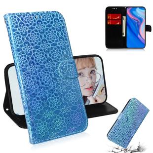 For Huawei P Smart Z/Y9 Prime 2019 Solid Color Colorful Magnetic Buckle Horizontal Flip PU Leather Case with Holder & Card Slots & Wallet & Lanyard(Blue)