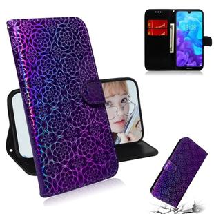 For Huawei Y5 (2019) / Honor 8S Solid Color Colorful Magnetic Buckle Horizontal Flip PU Leather Case with Holder & Card Slots & Wallet & Lanyard(Purple)