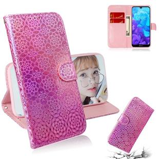 For Huawei Y5 (2019) / Honor 8S Solid Color Colorful Magnetic Buckle Horizontal Flip PU Leather Case with Holder & Card Slots & Wallet & Lanyard(Pink)