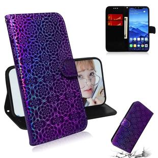 For Huawei Mate 20 Lite Solid Color Colorful Magnetic Buckle Horizontal Flip PU Leather Case with Holder & Card Slots & Wallet & Lanyard(Purple)