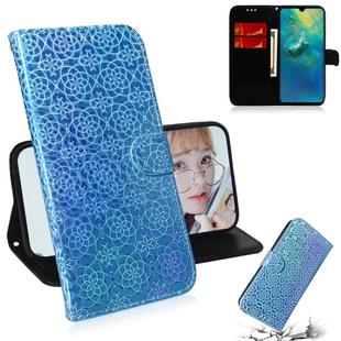 For Huawei Mate 20 Solid Color Colorful Magnetic Buckle Horizontal Flip PU Leather Case with Holder & Card Slots & Wallet & Lanyard(Blue)