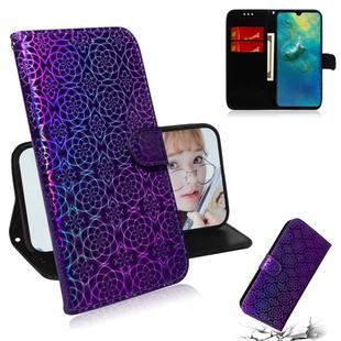 For Huawei Mate 20 Solid Color Colorful Magnetic Buckle Horizontal Flip PU Leather Case with Holder & Card Slots & Wallet & Lanyard(Purple)