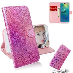 For Huawei Mate 20 Solid Color Colorful Magnetic Buckle Horizontal Flip PU Leather Case with Holder & Card Slots & Wallet & Lanyard(Pink)