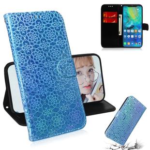 For Huawei Mate 20 Pro Solid Color Colorful Magnetic Buckle Horizontal Flip PU Leather Case with Holder & Card Slots & Wallet & Lanyard(Blue)