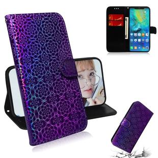 For Huawei Mate 20 Pro Solid Color Colorful Magnetic Buckle Horizontal Flip PU Leather Case with Holder & Card Slots & Wallet & Lanyard(Purple)