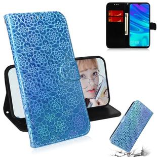 For Huawei P Smart 2019 Solid Color Colorful Magnetic Buckle Horizontal Flip PU Leather Case with Holder & Card Slots & Wallet & Lanyard(Blue)