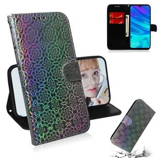 For Huawei P Smart 2019 Solid Color Colorful Magnetic Buckle Horizontal Flip PU Leather Case with Holder & Card Slots & Wallet & Lanyard(Silver)