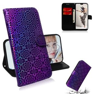 For Huawei P20 Pro Solid Color Colorful Magnetic Buckle Horizontal Flip PU Leather Case with Holder & Card Slots & Wallet & Lanyard(Purple)