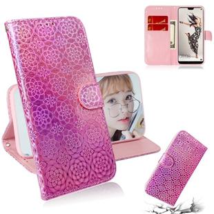 For Huawei P20 Pro Solid Color Colorful Magnetic Buckle Horizontal Flip PU Leather Case with Holder & Card Slots & Wallet & Lanyard(Pink)