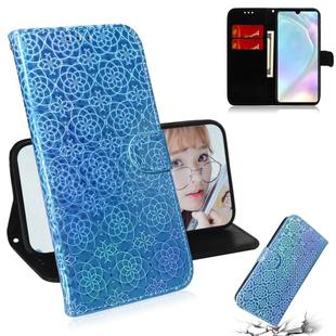 For Huawei P30 Solid Color Colorful Magnetic Buckle Horizontal Flip PU Leather Case with Holder & Card Slots & Wallet & Lanyard(Blue)