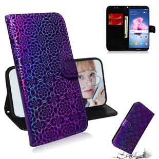 For Huawei Y5 2018 / Y5 Lite 2018 Solid Color Colorful Magnetic Buckle Horizontal Flip PU Leather Case with Holder & Card Slots & Wallet & Lanyard(Purple)
