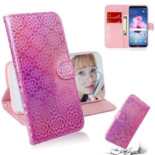 For Huawei Y5 2018 / Y5 Lite 2018 Solid Color Colorful Magnetic Buckle Horizontal Flip PU Leather Case with Holder & Card Slots & Wallet & Lanyard(Pink)