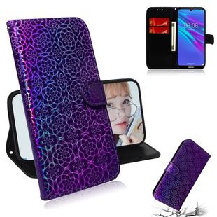 For Huawei Y6 2019 Solid Color Colorful Magnetic Buckle Horizontal Flip PU Leather Case with Holder & Card Slots & Wallet & Lanyard(Purple)