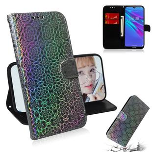 For Huawei Y6 2019 Solid Color Colorful Magnetic Buckle Horizontal Flip PU Leather Case with Holder & Card Slots & Wallet & Lanyard(Silver)