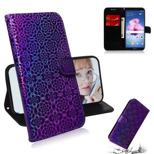 For Huawei Enjoy 7S / Honor 9 Lite Solid Color Colorful Magnetic Buckle Horizontal Flip PU Leather Case with Holder & Card Slots & Wallet & Lanyard(Purple)